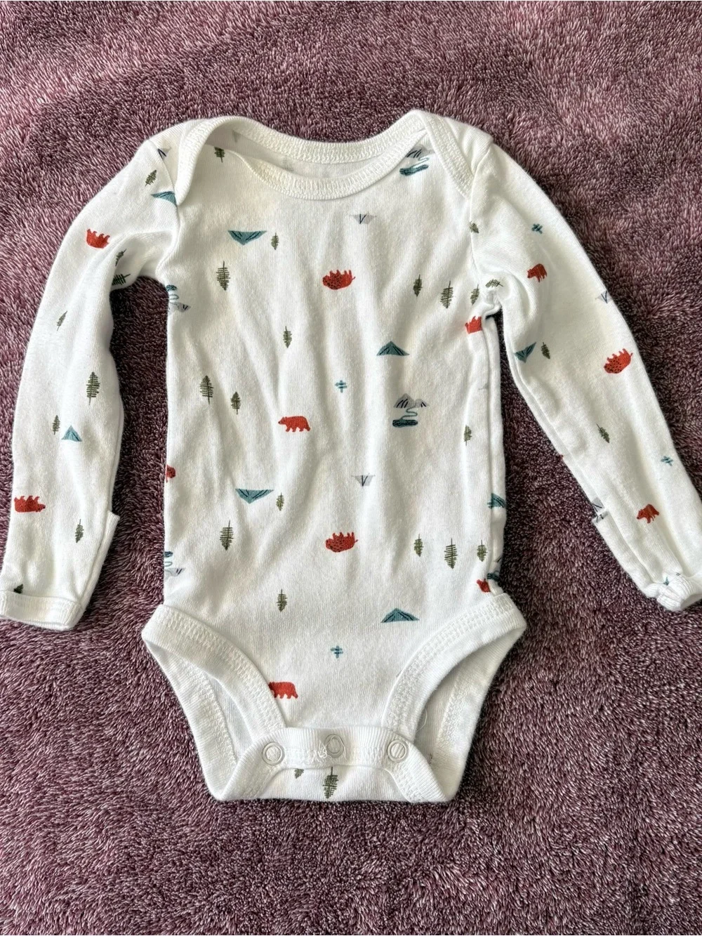 Carter’s Newborn White & Gray Baby One-Piece Set with Animal Prints
